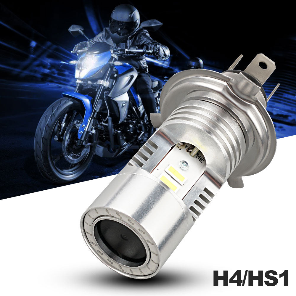 Bevinsee H4 HB2 9003 Motorcycle LED Headlight Kit Hi/Lo Beam Blue Angel Eyes