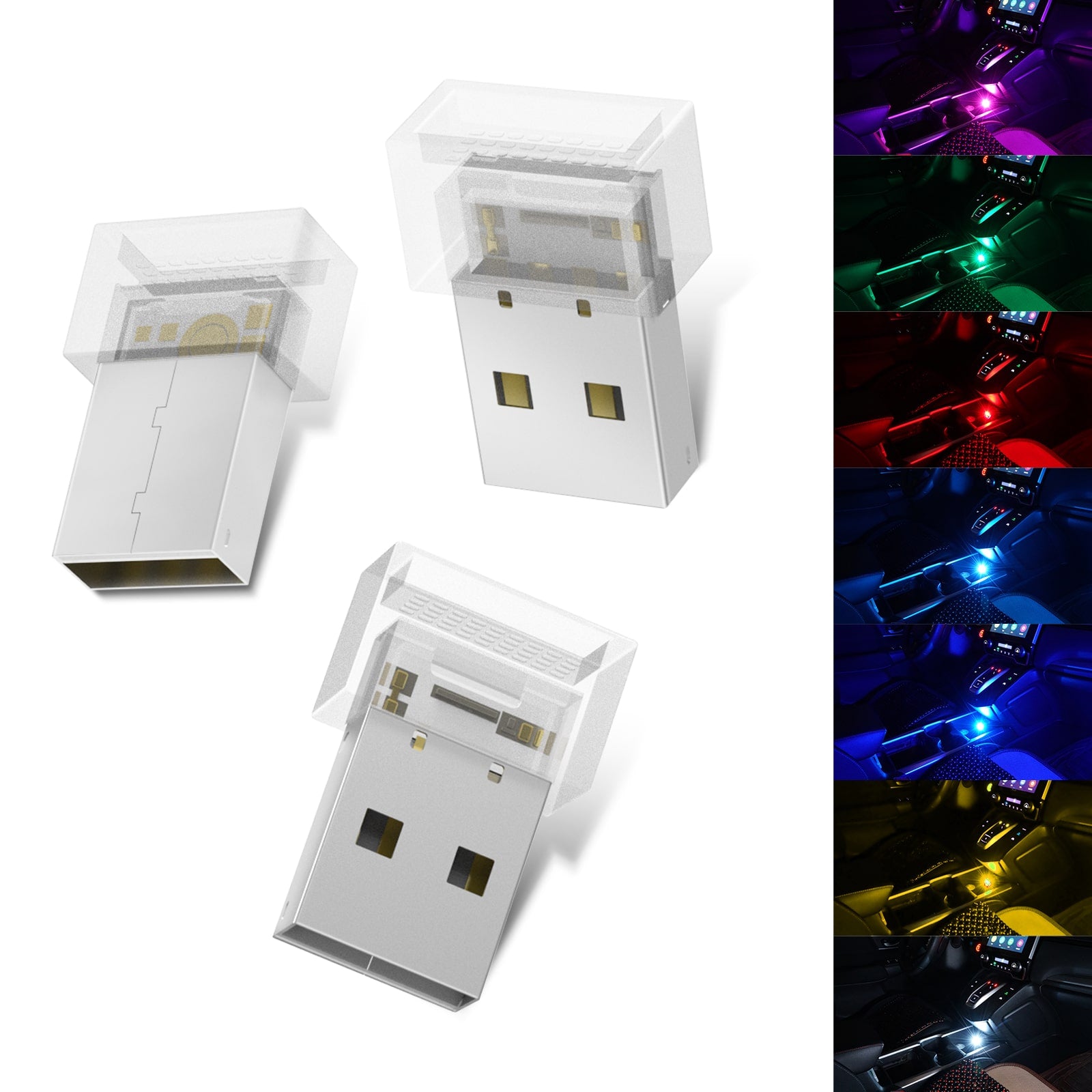 7 PCS Mini USB Car Light Universal Portable USB Atmosphere Light DC 5V
