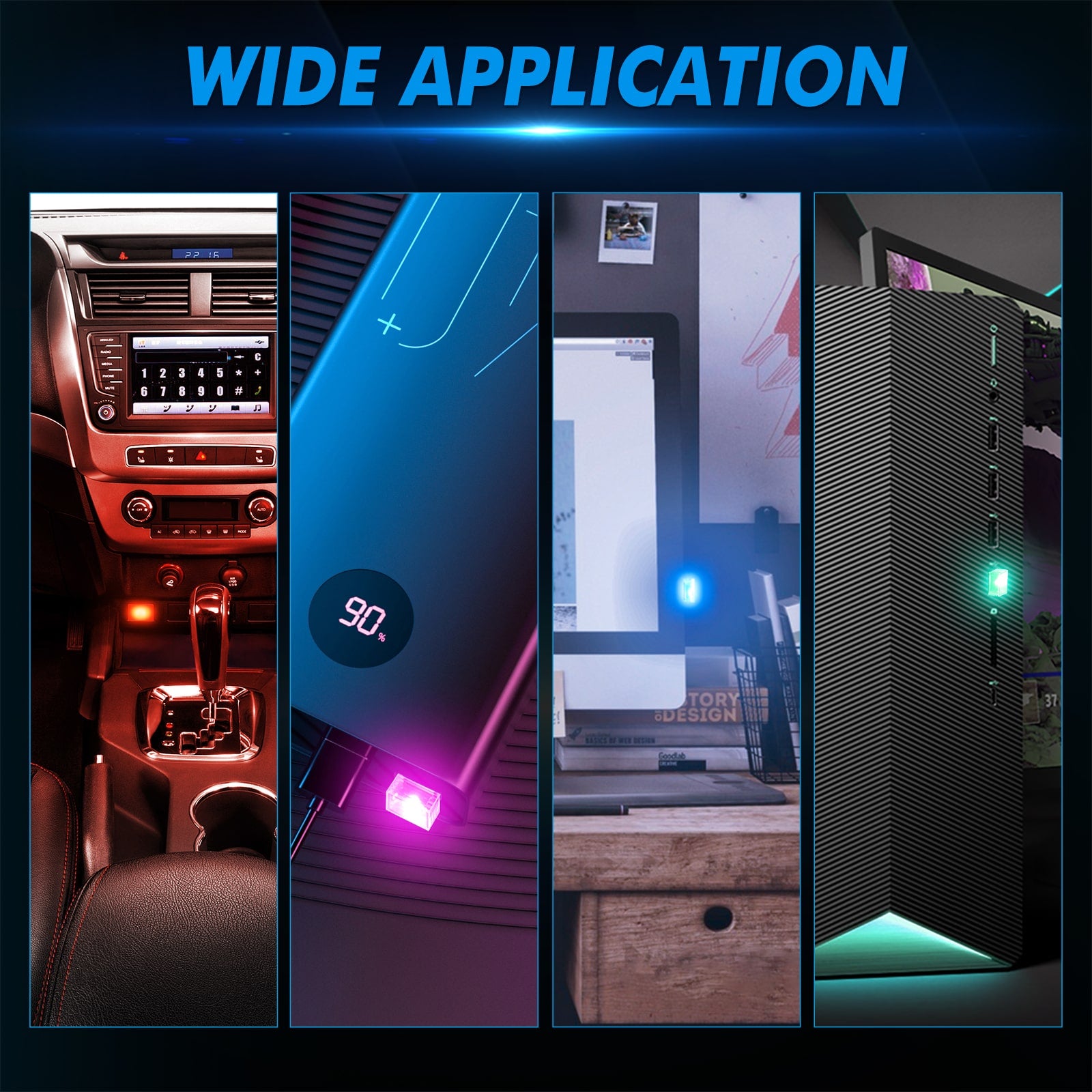 7 PCS Mini USB Car Light Universal Portable USB Atmosphere Light DC 5V
