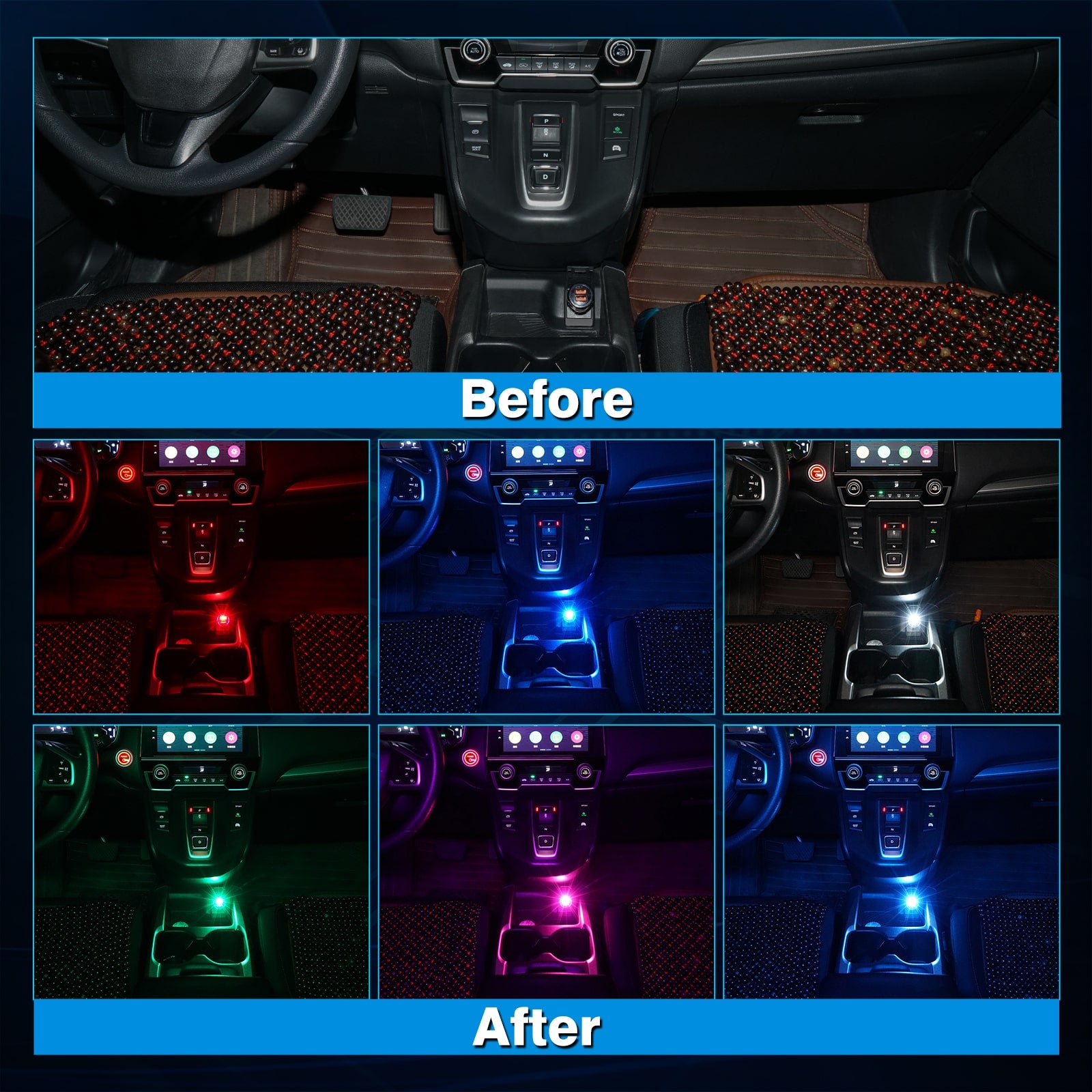 7 PCS Mini USB Car Light Universal Portable USB Atmosphere Light DC 5V
