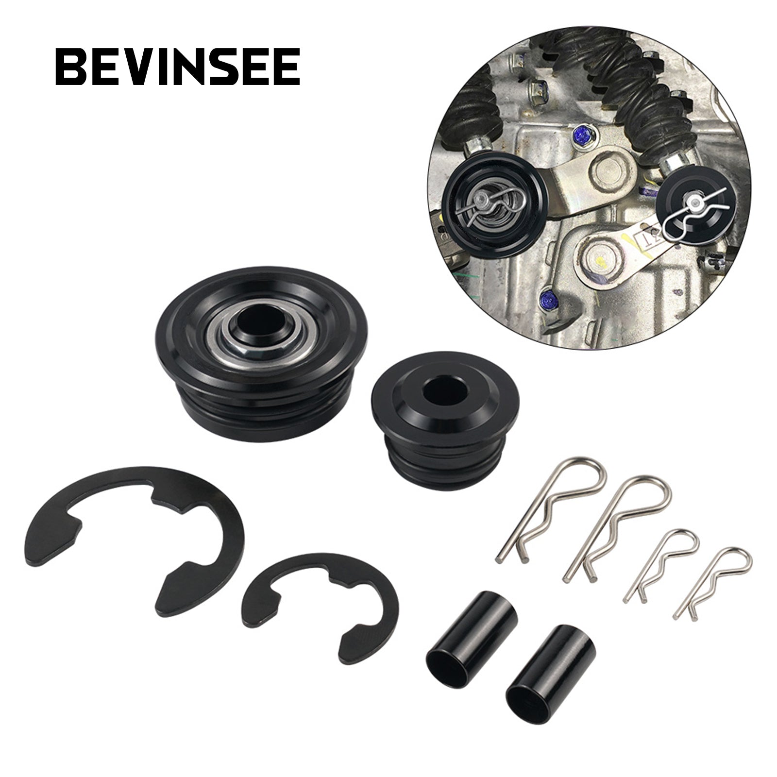 BEVINSEE Spherical Shifter Linkage Cable Bushings Upgrade for Honda Accord, Civic SI , Acura RSX, TSX