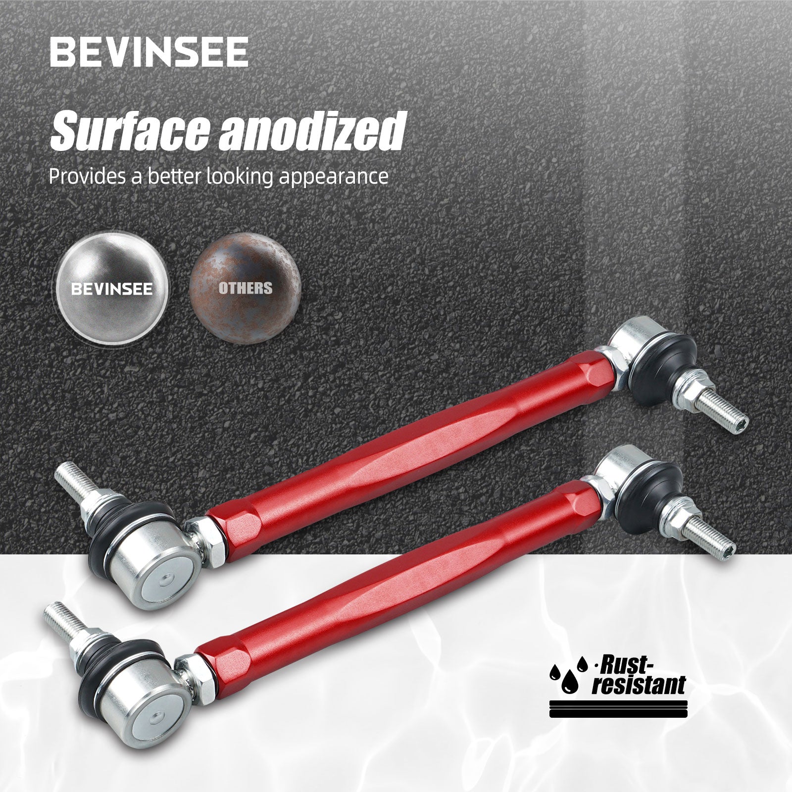 BEVINSEE Adjustable Sway Bar End Link Set For BMW E46 E85 323 325 328 330 Z4
