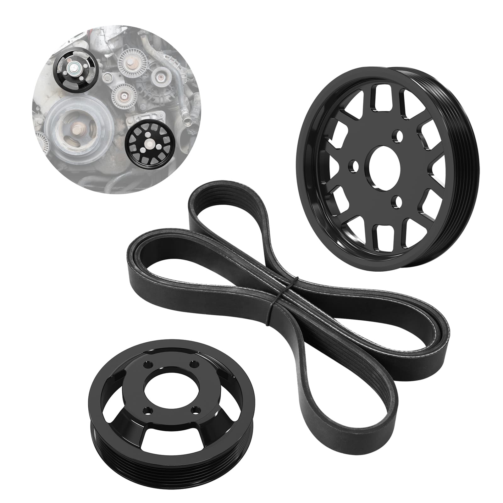 M52TU/M54 Aluminum Water Pump & Power Steering Pump Pulley Kit For BMW E46