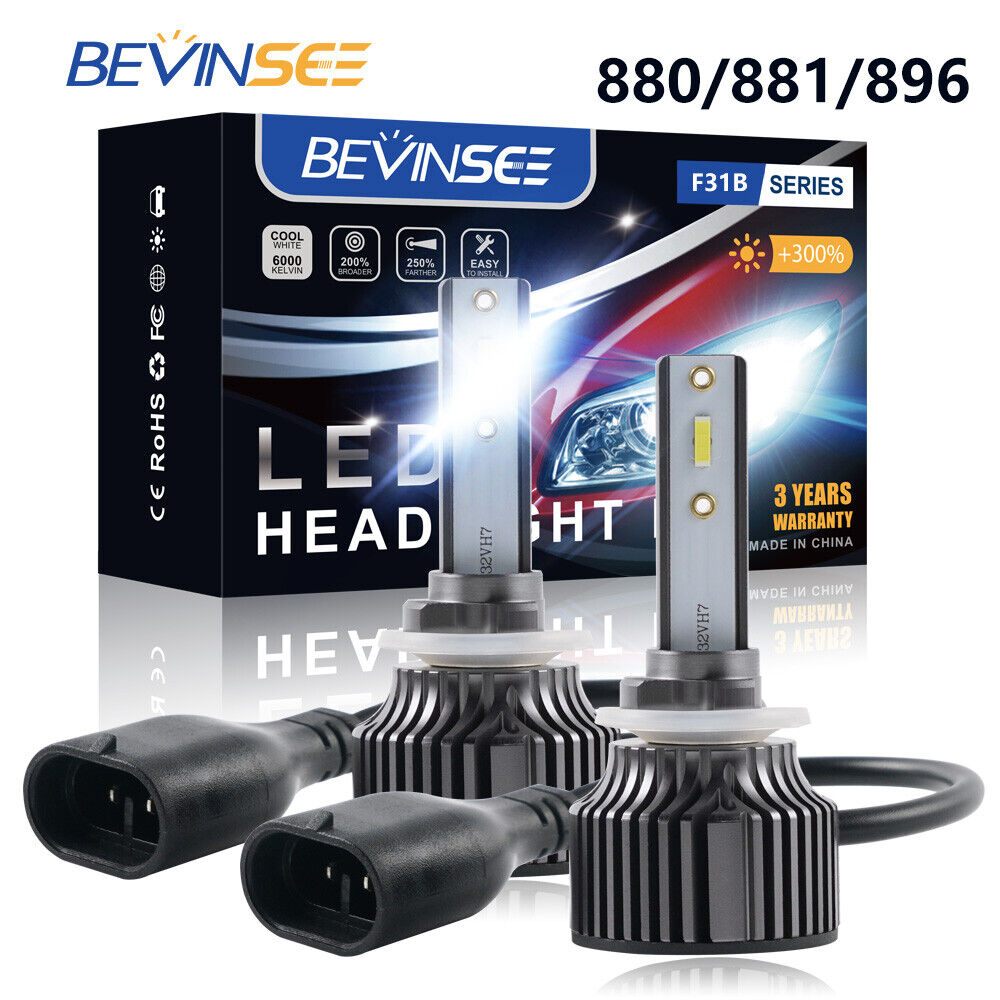 BEVINSEE 880 881 LED Fog Light Bulbs 6000LM Bulbs White For Hyundai Accent 02-12