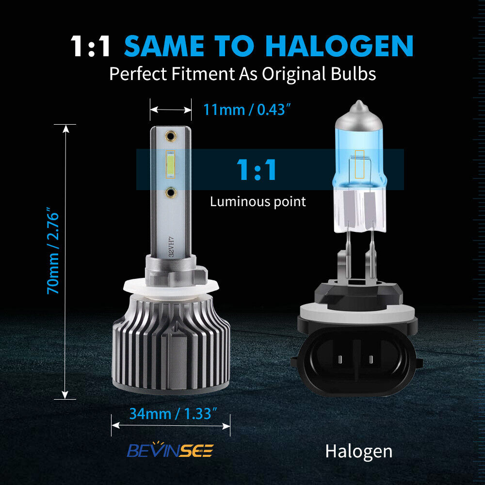 Bevinsee 880 881 LED Fog Light Bulbs 6000LM Bulbs White For Hyundai Accent 02-12