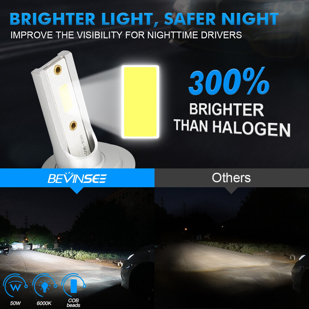 BEVINSEE H7 For Hyundai Tucson 2016-2020 LED Headlight Bulbs 50W 6000LM 6000K White