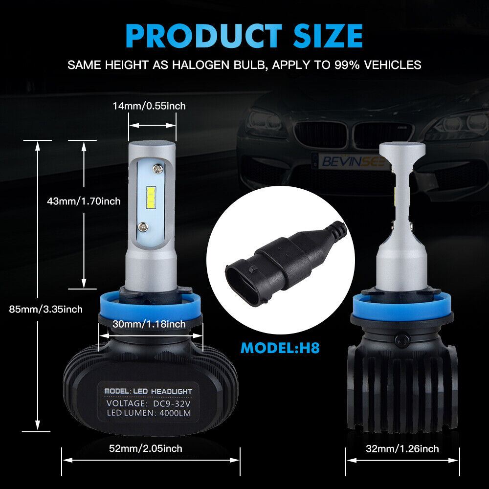 For Volvo S60 05-09 2012-2013 H9 H11 H8 LED Headlight High & Low Beam Bulbs