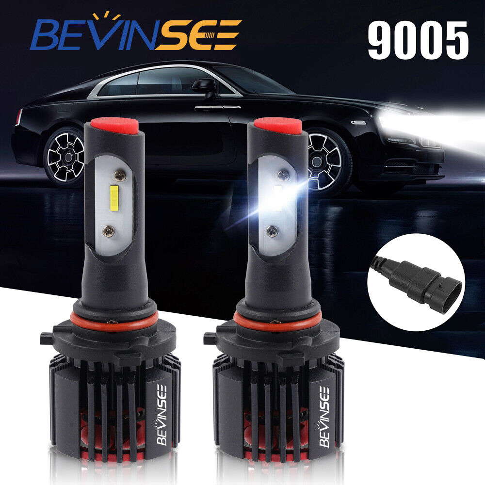 BEVINSEE  2PCS 9005 HB3 LED Headlight Bulbs High Low Beam Whit Light Kit 6000LM