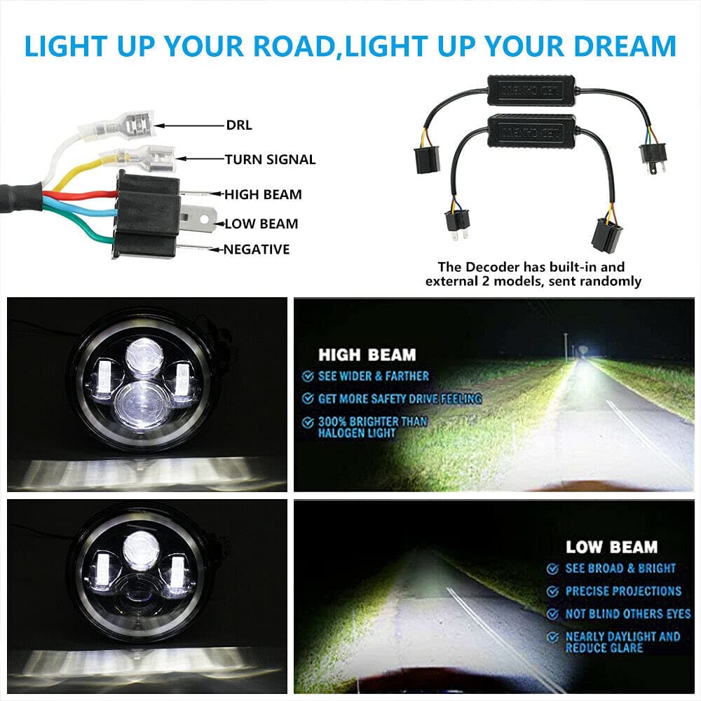 7" Halo LED Headlight 4" Fog Light Signal Combo Kit for Jeep Wrangler JK ,Hummer H3 H3T * 4pcs