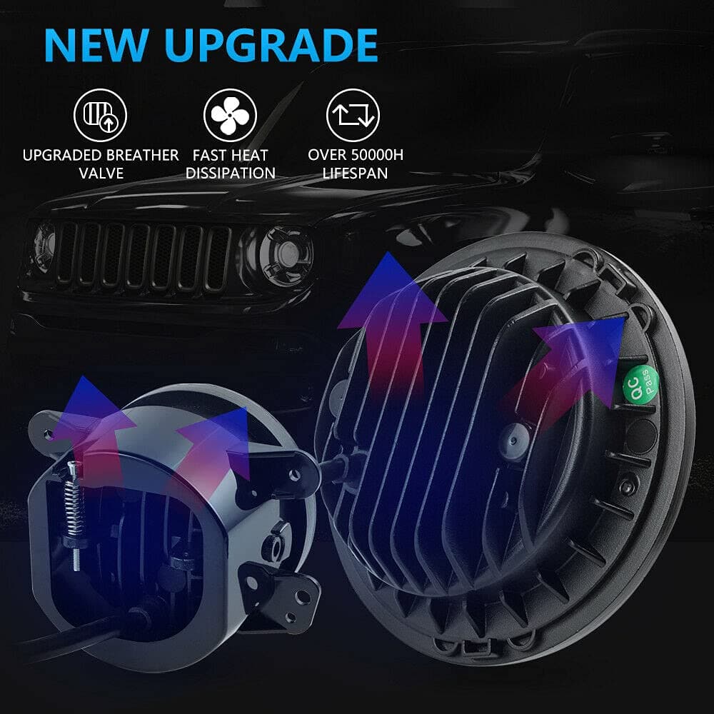 BEVINSEE 7" Halo LED Headlight 4" Fog Light Signal Combo Kit for Jeep Wrangler JK ,Hummer H3 H3T * 4pcs
