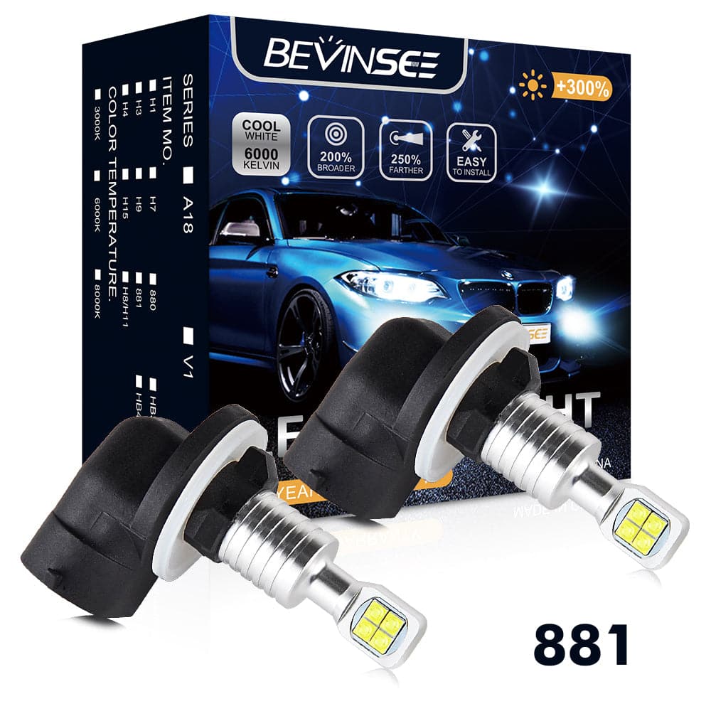 BEVINSEE 80W 881 LED Fog Light Lamp Bulbs Kit