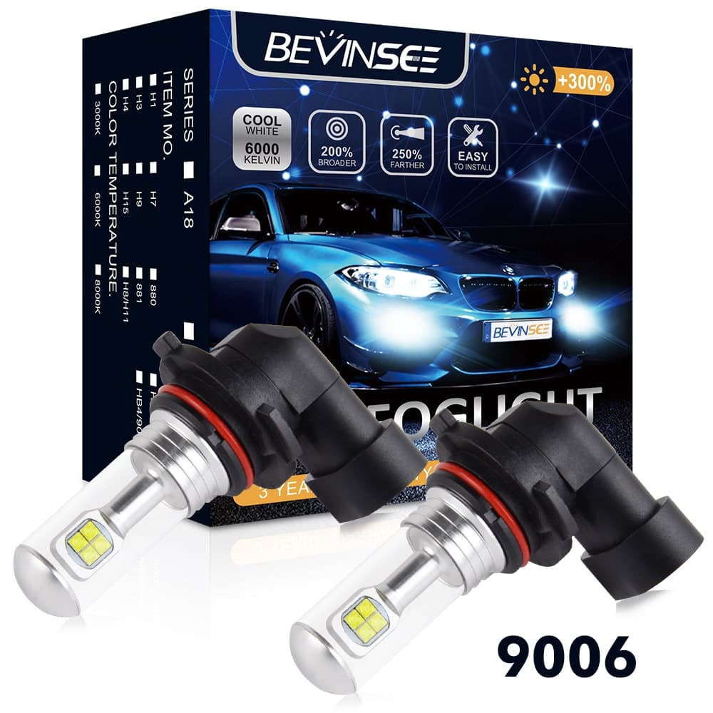 BEVINSEE 9006 Fog Light LED 6500K White 2x Foglight HB4 Bulbs