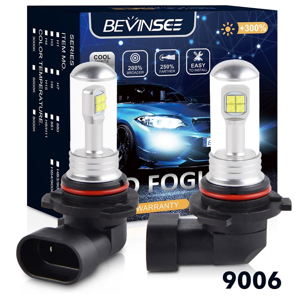 BEVINSEE 9006 Fog Light LED 6500K White 2x Foglight HB4 Bulbs