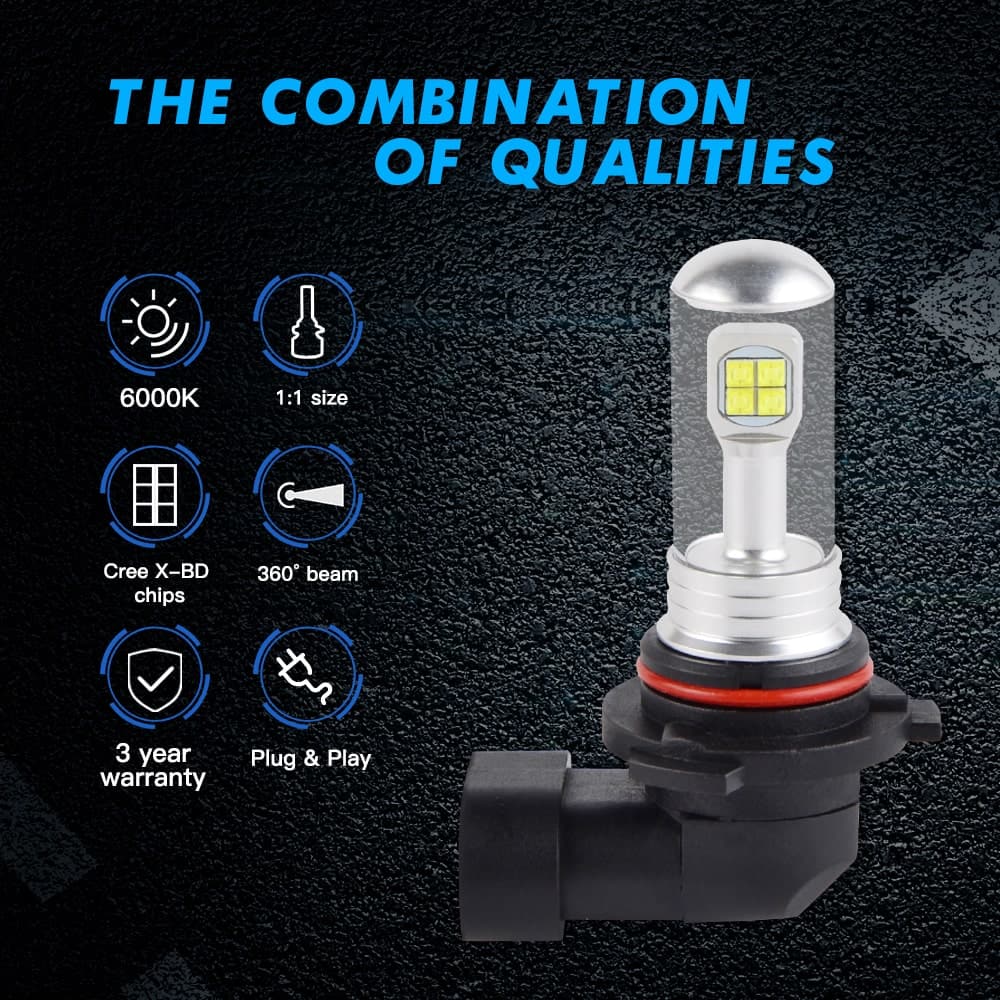 Bevinsee 9006 Fog Light LED 6500K White 2x Foglight HB4 Bulbs