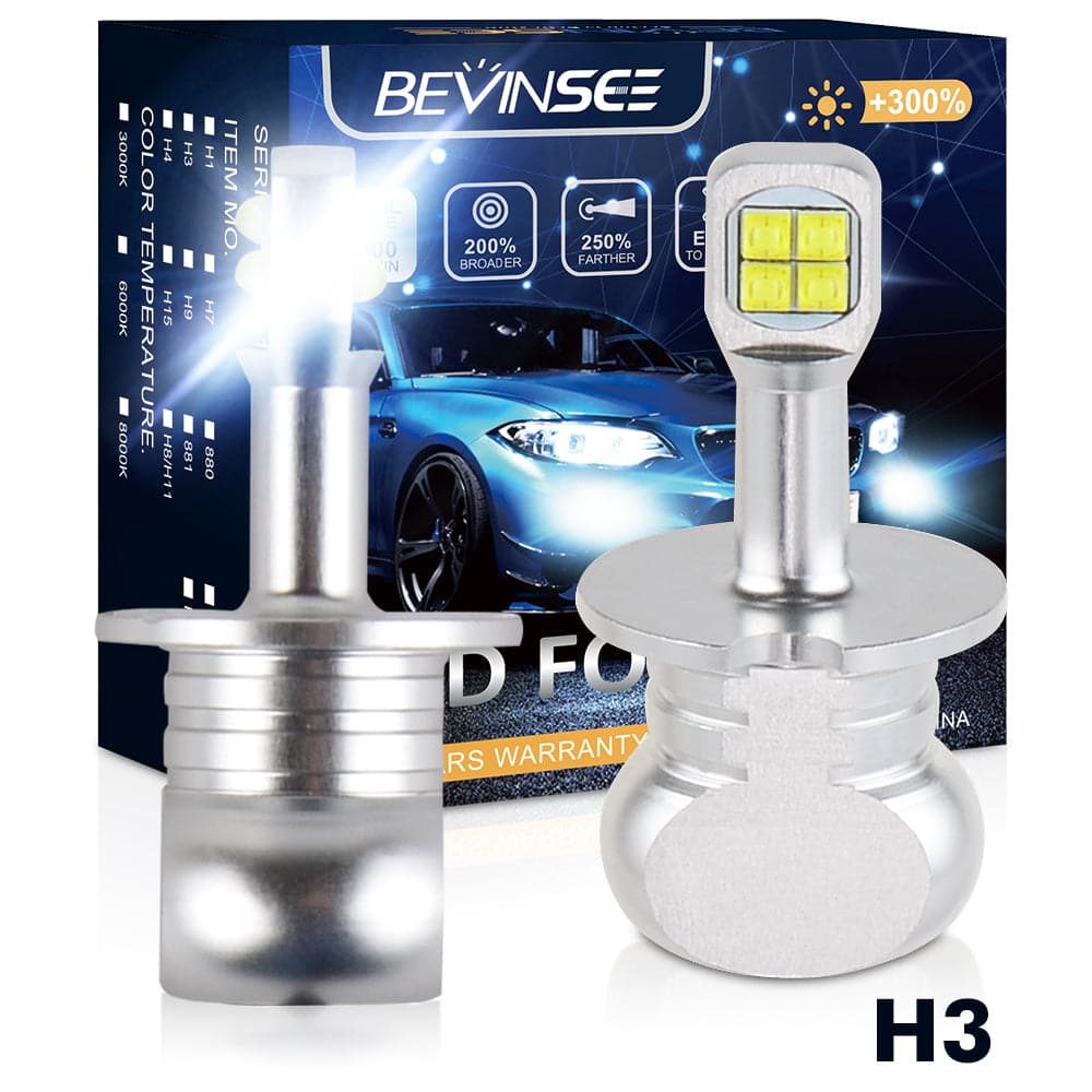 BEVINSEE H3 Fog Light LED 6000K White 80W Foglight Bulbs Kit 2PCS