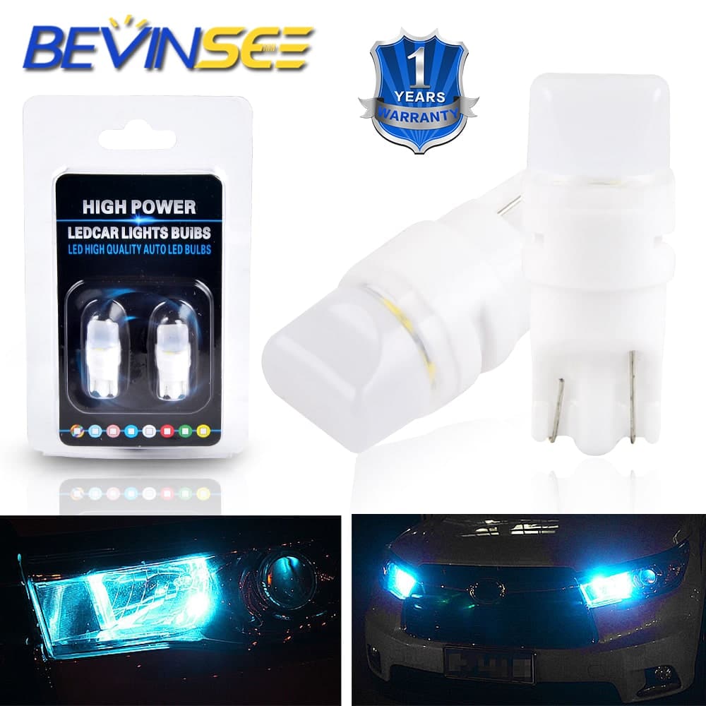 BEVINSEE Car White LED Light T10 2835-SMD Wedge W5W 2825 158 192 168 194 LED Bulbs