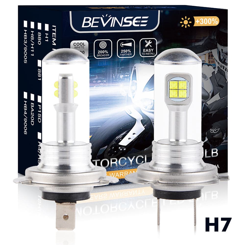 BEVINSEE H7 LED Fog Light Bulbs 6000K White Lamp 80W