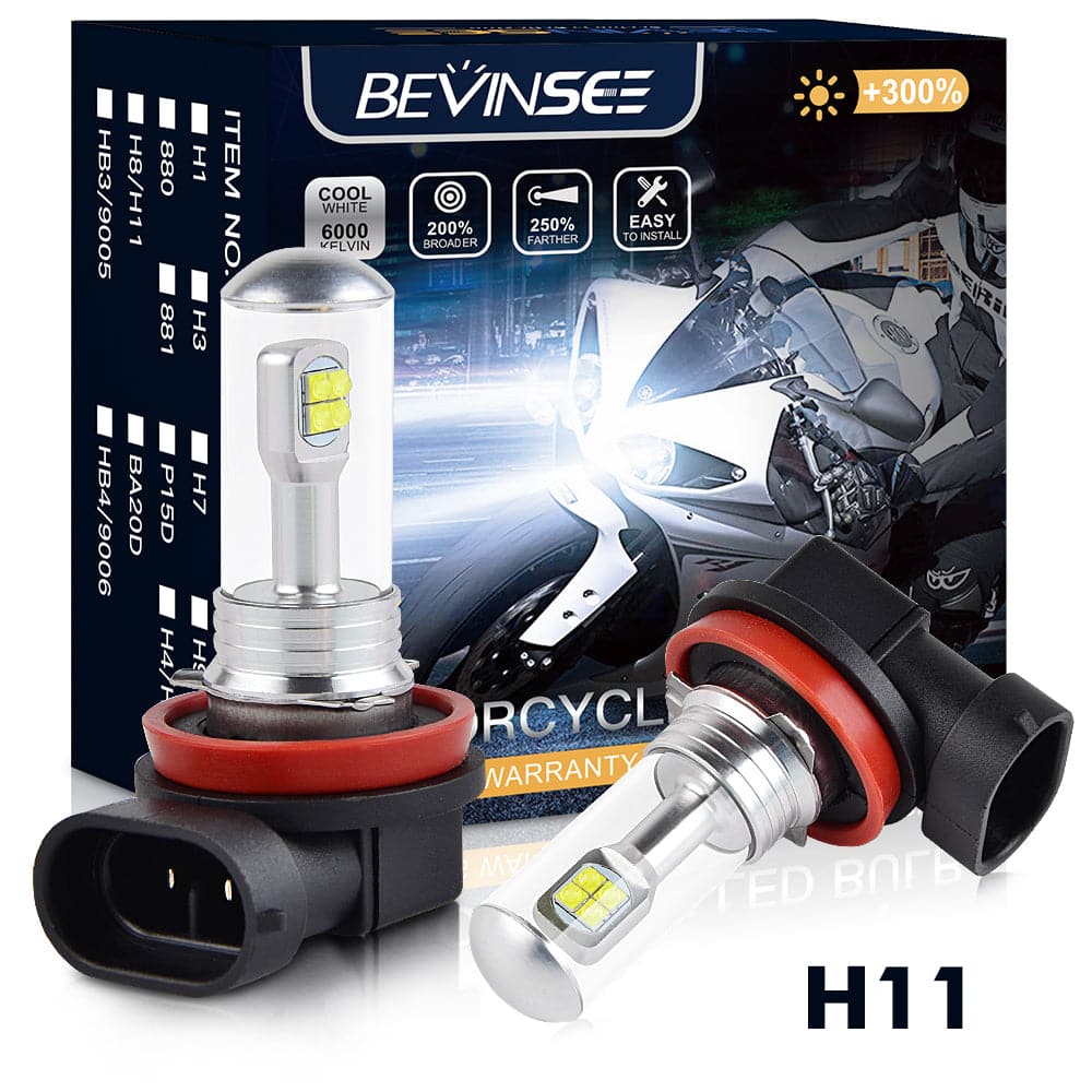BEVINSEE H11/H8 Motorcyle LED Headlight Bulb ZX1000D ZX1000E 2PCS