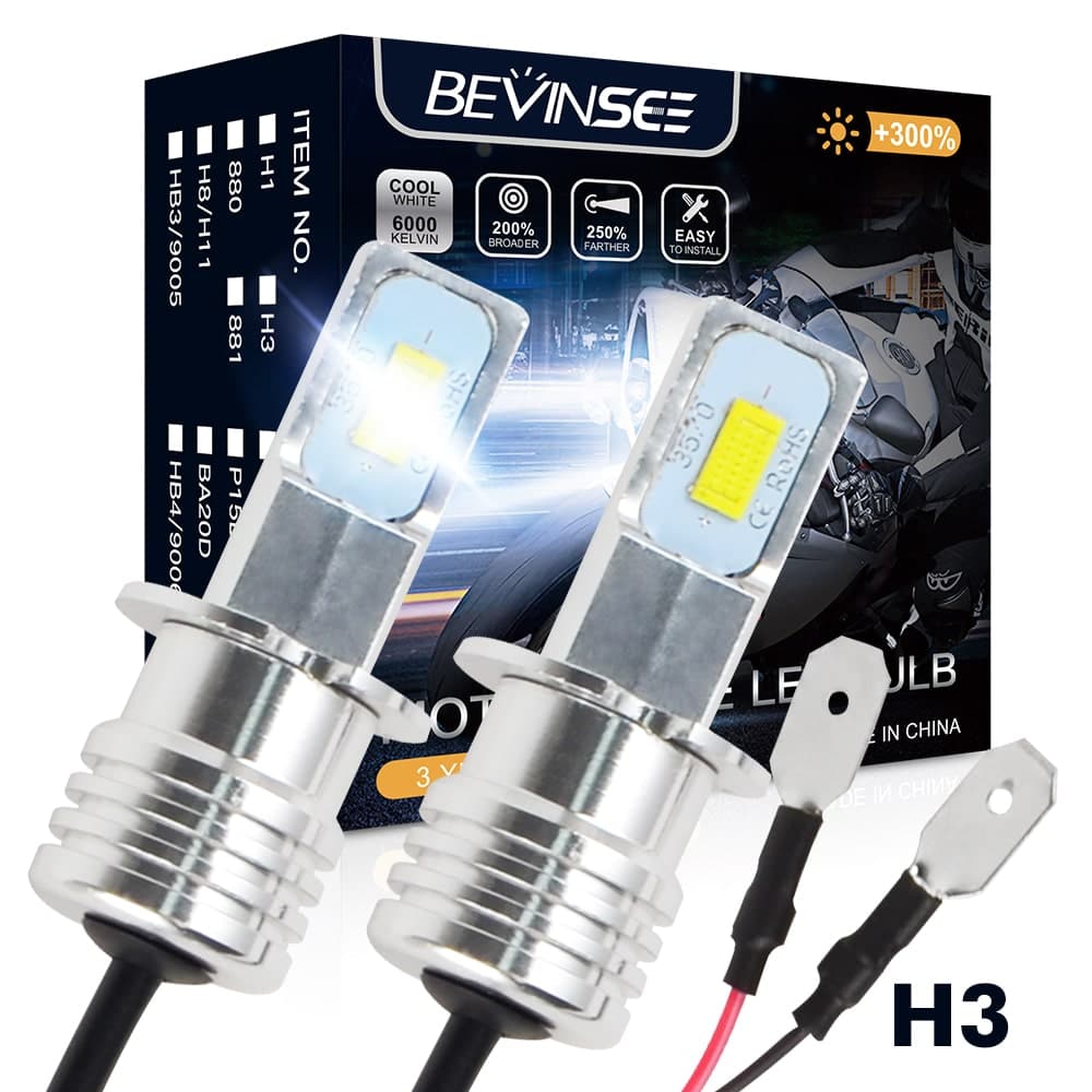 2Pcs H3 Led Headlight Bulb 1:1 Single Plug H3 LED Headlight Car Bulbs Fog  Light 60W 12000Lm 6000K White Light Plug And Play Very Bright Mini Size
