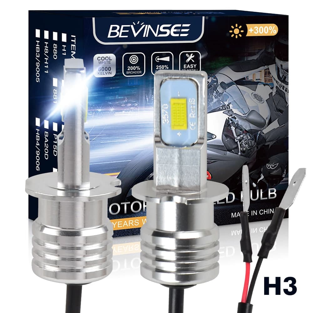 2PCS H3 100W 6000K LED Headlight Bulbs For ATV Polaris Sport 400L 400 1996-1999