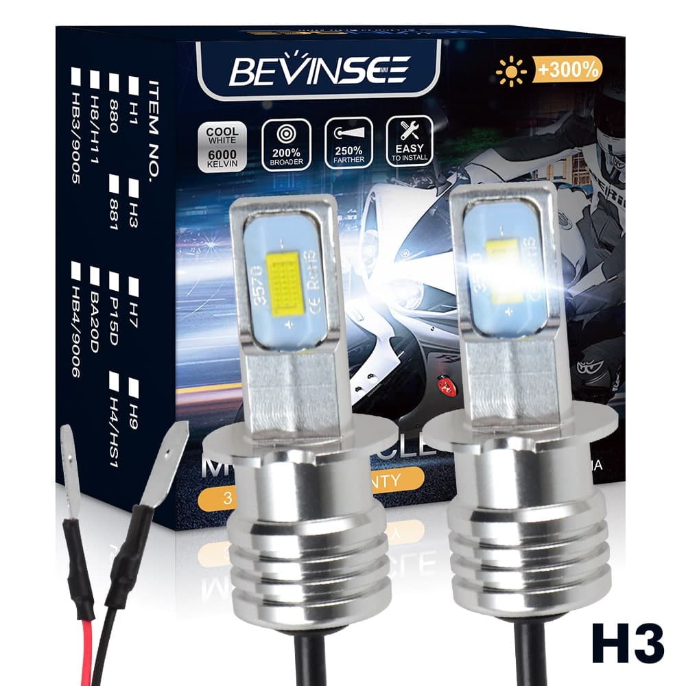 2PCS H3 100W 6000K LED Headlight Bulbs For ATV Polaris Sport 400L 400 1996-1999