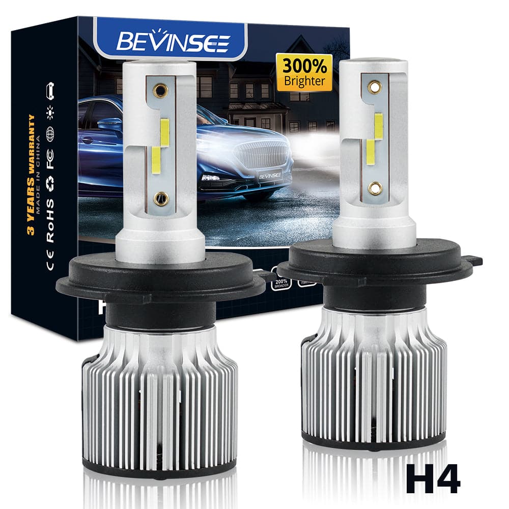 BEVINSEE F31C H4 9003 MINI LED Headlight Bulbs White Hi/Low Beam 10000LM