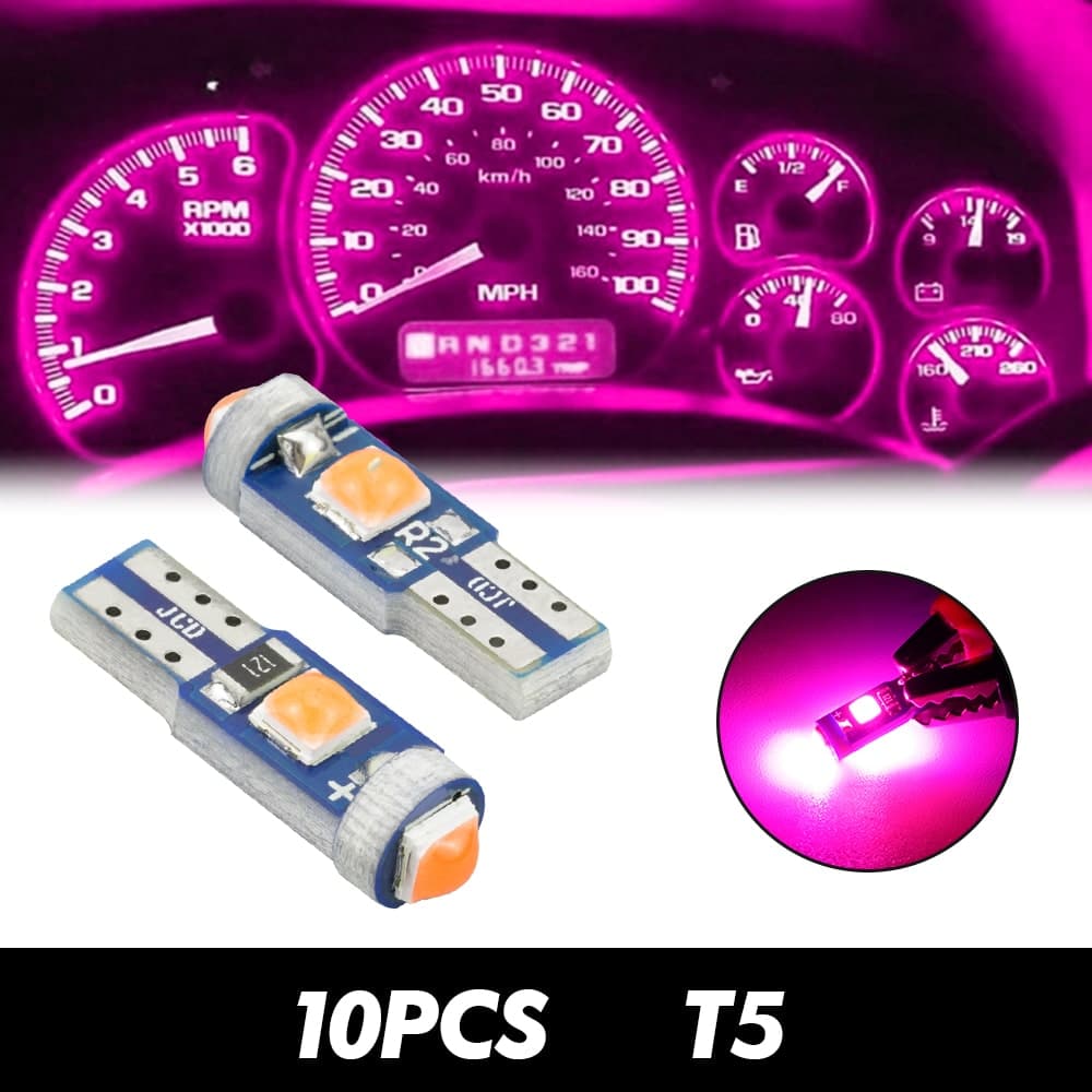 BEVINSEE 10x T5 LED Bulbs Instrument Panel Dash Board Speedometer Gauge Light 70 74 2721