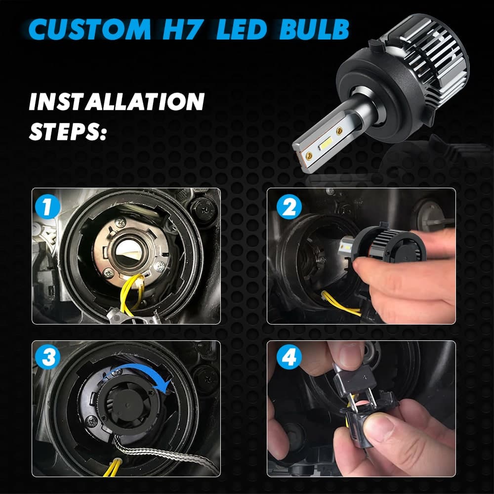 BEVINSEE H7 Custom LED Headlight 60W 10000LM Low Beam Led Bulbs