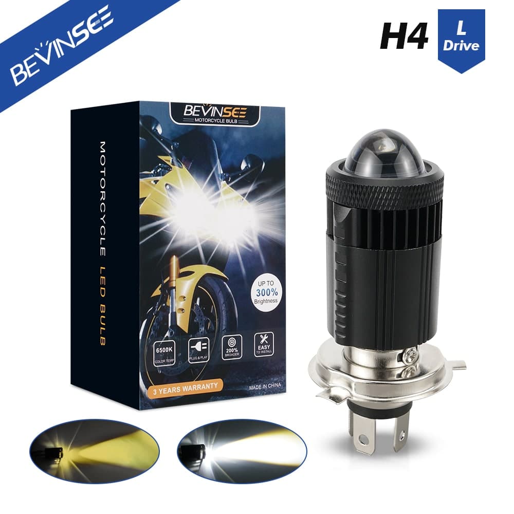 BEVINSEE M10F H4 LED Motorcycle Headlight Hi-Lo Beam Projector Lens