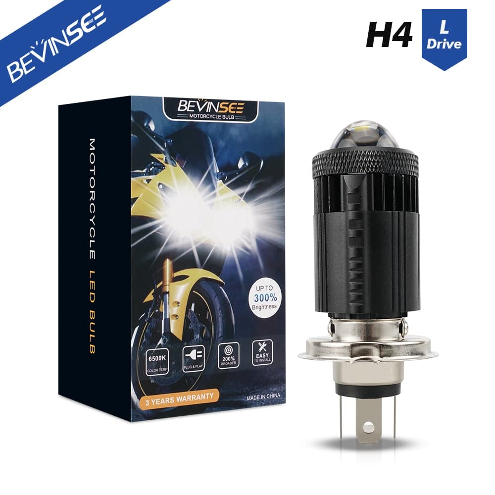 BEVINSEE M10F H4 LED Motorcycle Headlight Hi-Lo Beam Projector Lens