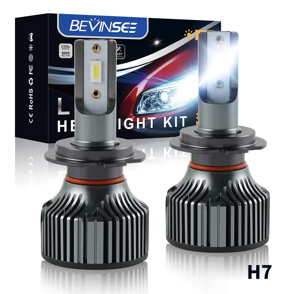 BEVINSEE H7 24V Heavy Truck LED Headlight Bulbs High Low Beam Lamps DRL 8000lm