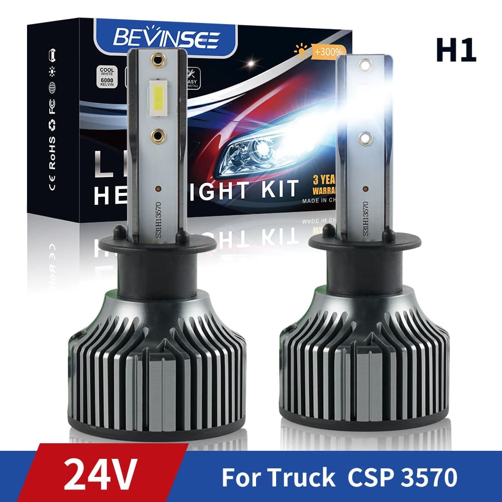 BEVINSEE H1 24V Truck LED Headlight Conversion Kit High Low Beam Bulbs 8000LM