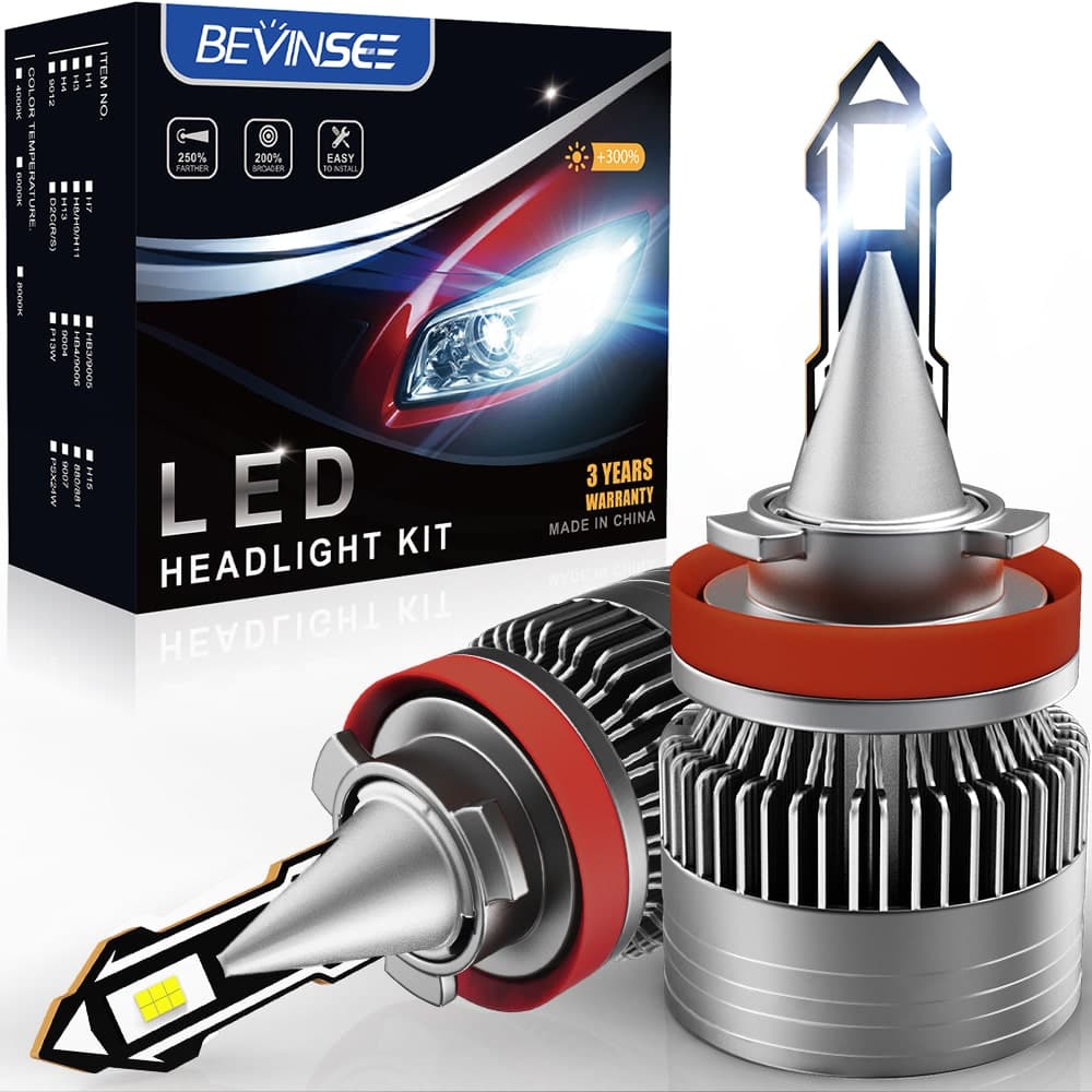 BEVINSEE V23 H11 H8 LED Headlight Bulbs 80W 12000LM Hi/Low Beam Lamp
