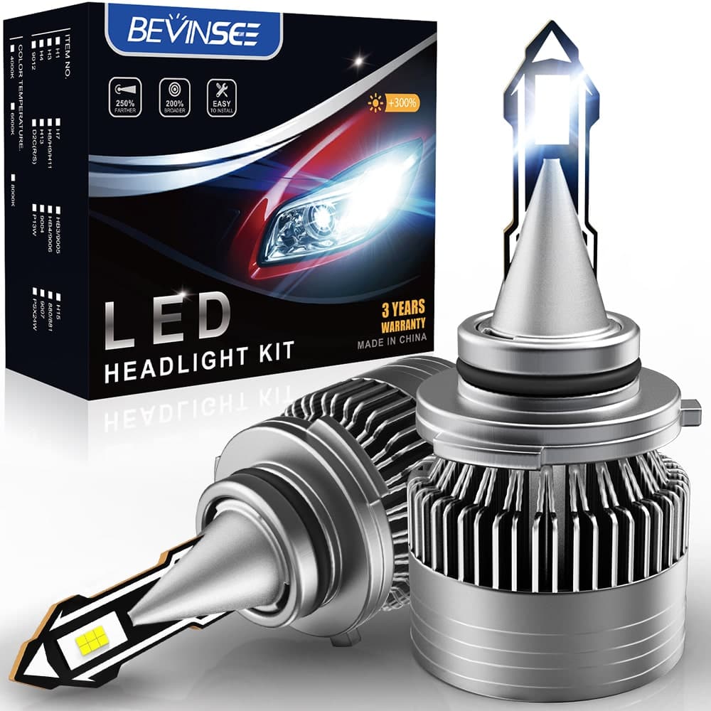 BEVINSEE V23 HB4 9006 LED Headlight Bulbs Hi/Low Beam Light 70W 8400LM