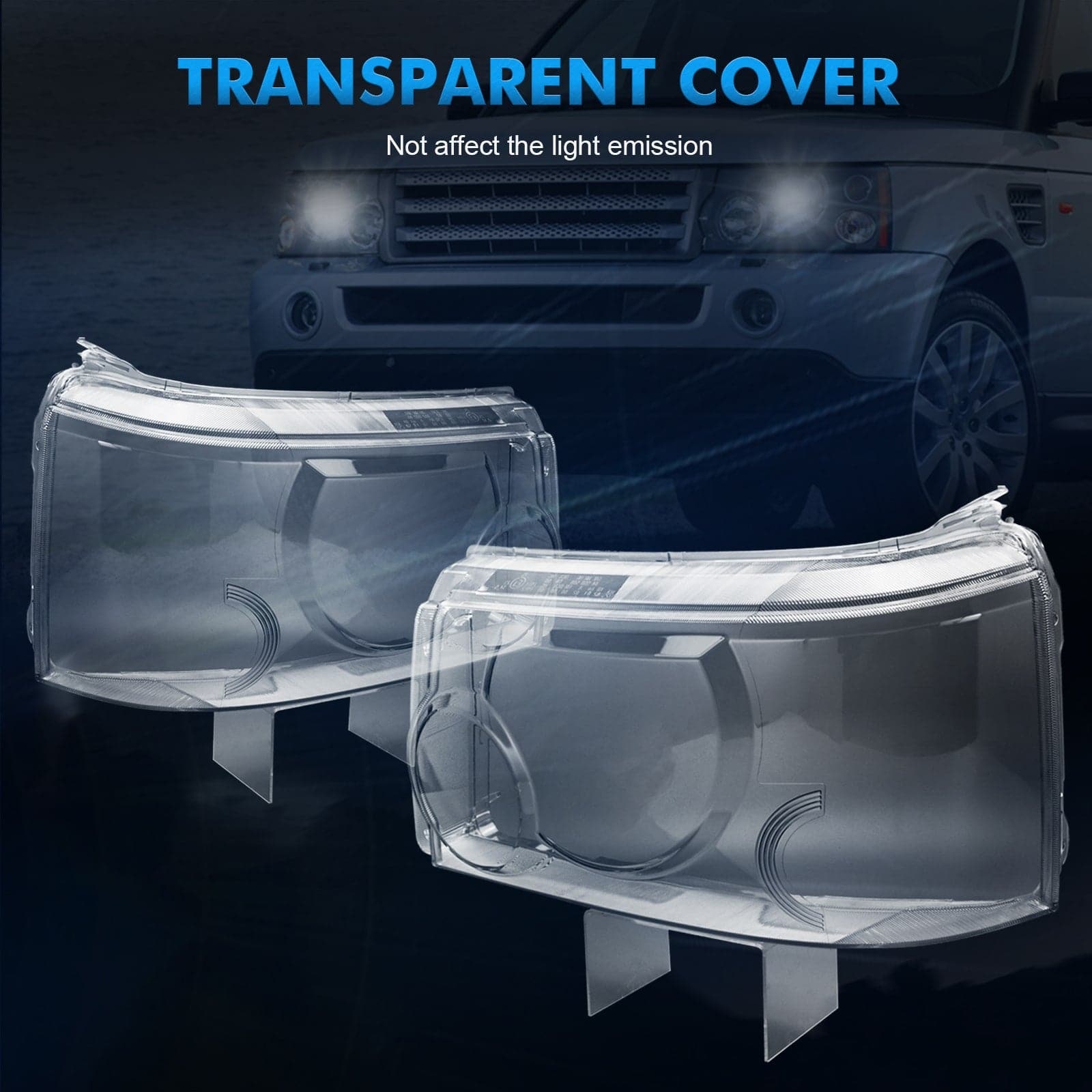 BEVINSEE Headlight Lens Cover for Range Rover Sport 2006-2009