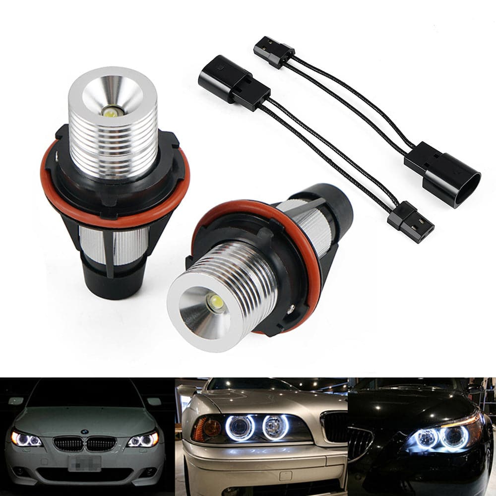 BEVINSEE BMW LED Headlight Bulbs with Cable Replacement for Angel Eyes Light Halo Ring