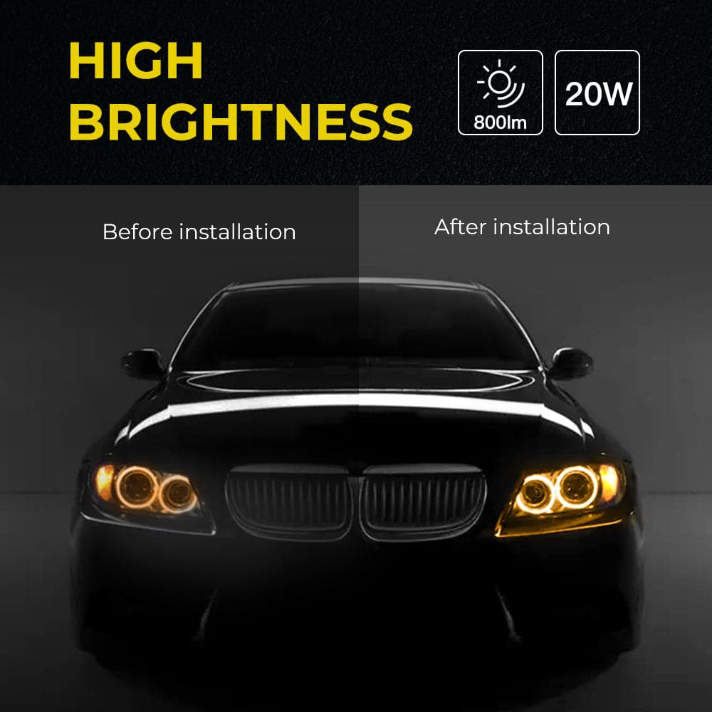 BEVINSEE H8 BMW LED Angel Eyes Halo Ring Light Bulbs 2PCS