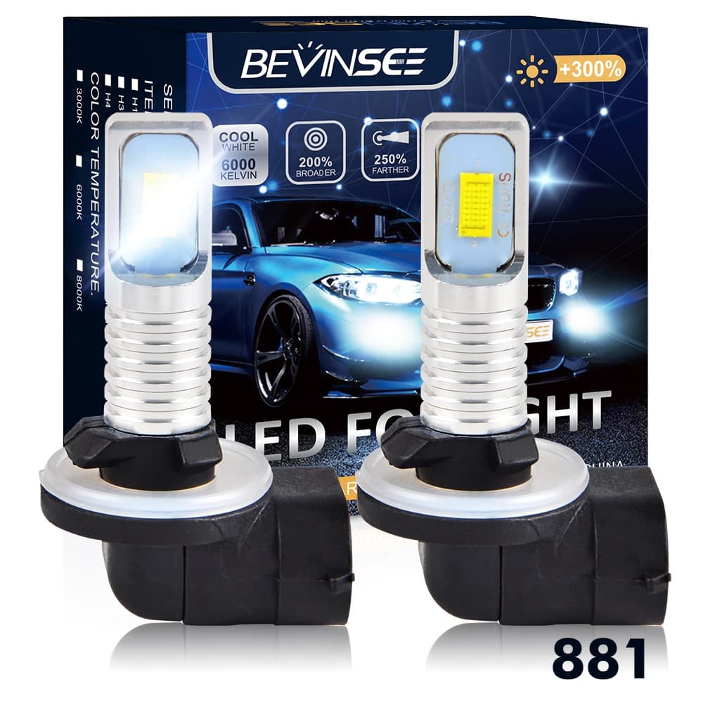 BEVINSEE 881 Motorcycle LED Headlight Bulb Fit Polaris ACE 570 2016-2017 3000LM 6000K 12V