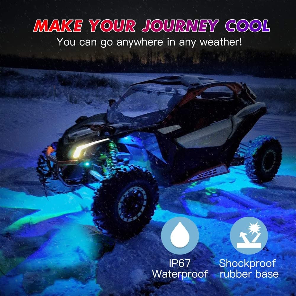 RGB LED Rock Lights Bluetooth/APP Control for Trucks UTV ATV SUV | 8 Pods