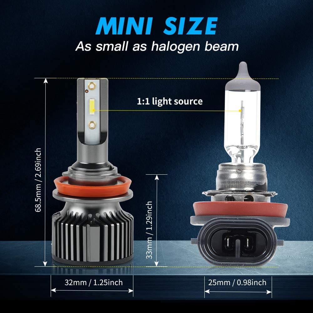 F31B H11/H8/H9 LED Bulbs 6000LM 50W Per Pair