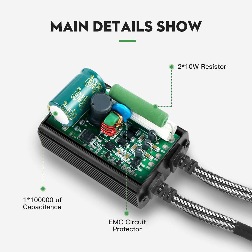 Bevinsee H7 LED Canbus Decoder H11 H8 LED Resistor Canbus