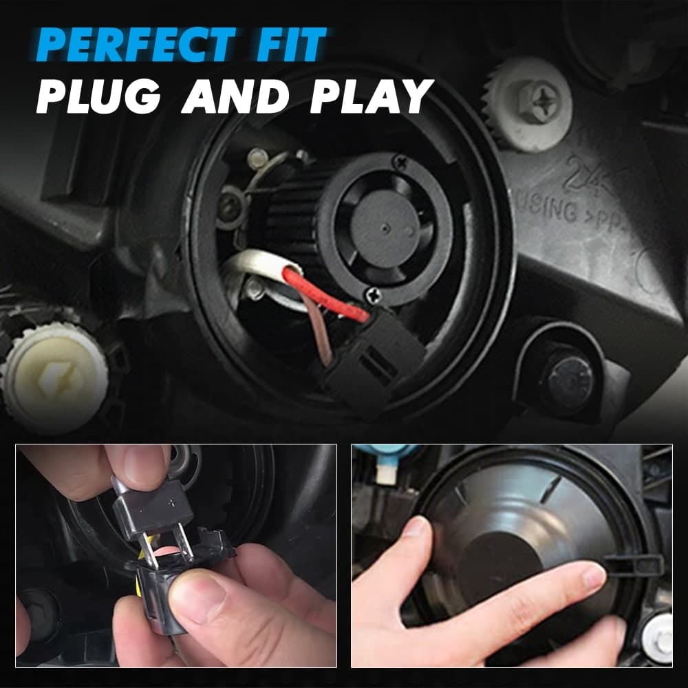 Bevinsee H7 LED Headlight Bulbs with Adapter Socket