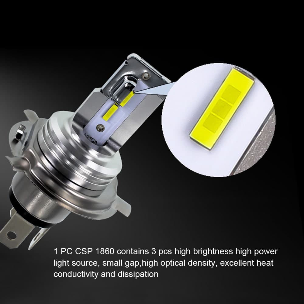 BEVINSEE H4 9003 High Power LED Bulbs Hi/Low Beam Motorcycle Headlight