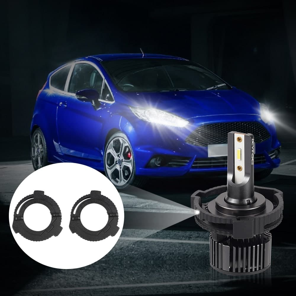 BEVINSEE H7 LED Headlight Globes Base Adapters Halogen Upgrade to LED For Ford Fiesta