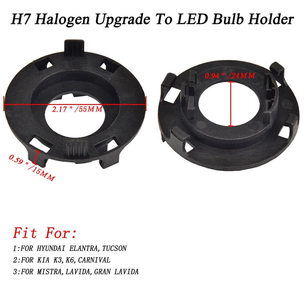 BEVINSEE H7 LED Headlight Bulb Adapter Holder Socket Retainer Clip For Kia K3 K6 Hyundai