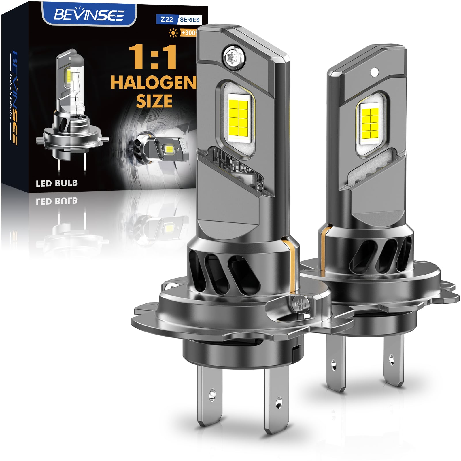 Z22 H7 Car LED Headlight Bulbs CSP Kit Globes Conversion Cool White High Low Beam 6000K