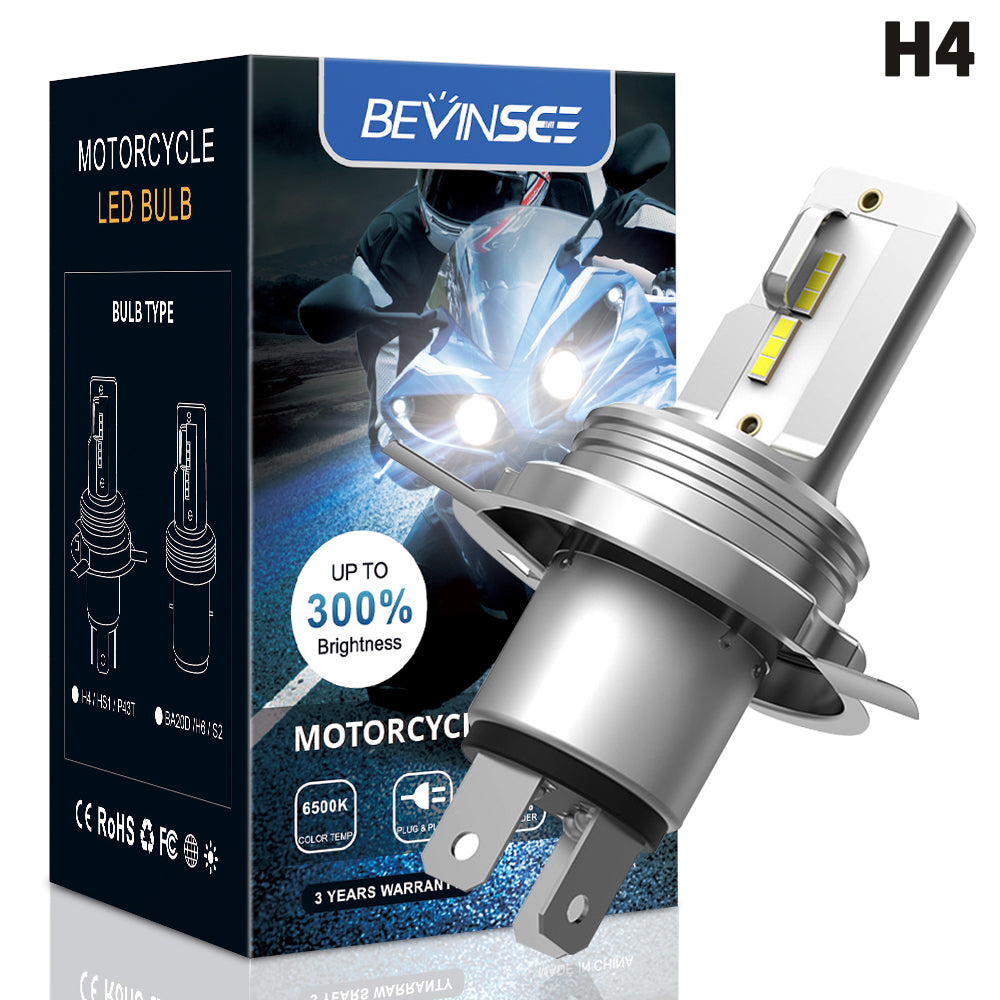 BEVINSEE Motorcycle lights H4 9003 HS1 Hi/Low Beam Lights
