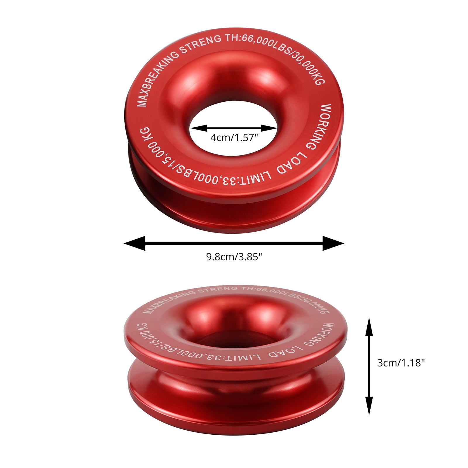 BEVINSEE Recovery Pulley Ring 30000 KG for Soft Shackle and Winch Rope 4WD Recovery Gear 4x4 Offroad