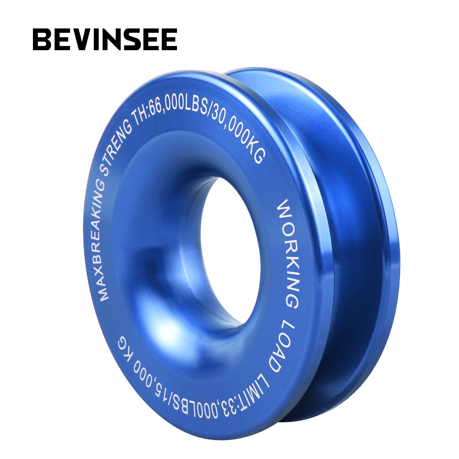 BEVINSEE Recovery Pulley Ring 30000 KG for Soft Shackle and Winch Rope 4WD Recovery Gear 4x4 Offroad