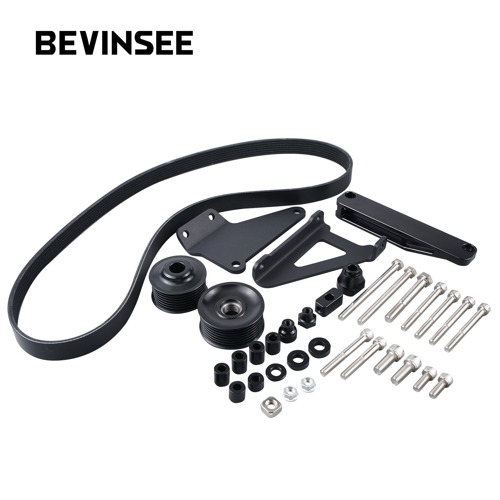 BEVINSEE K Series A/C & P/S Replacement Pulley Kit for Honda For Acura K20 K24 K Swap RSX